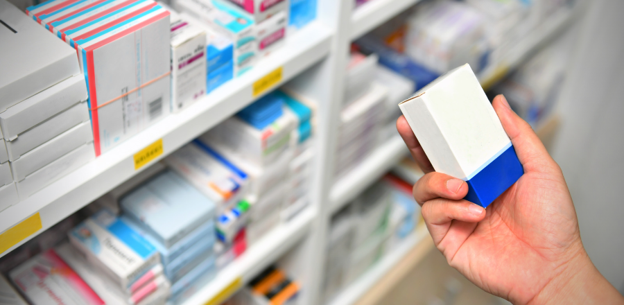 medicines on a shelf