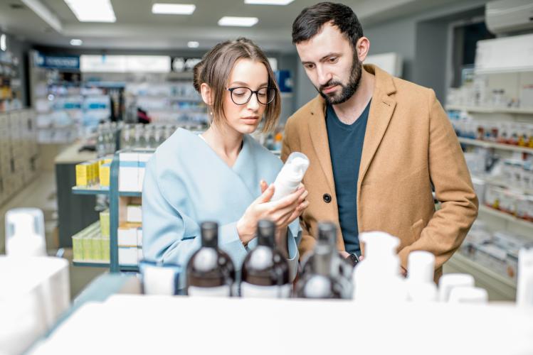 couple in pharmacy