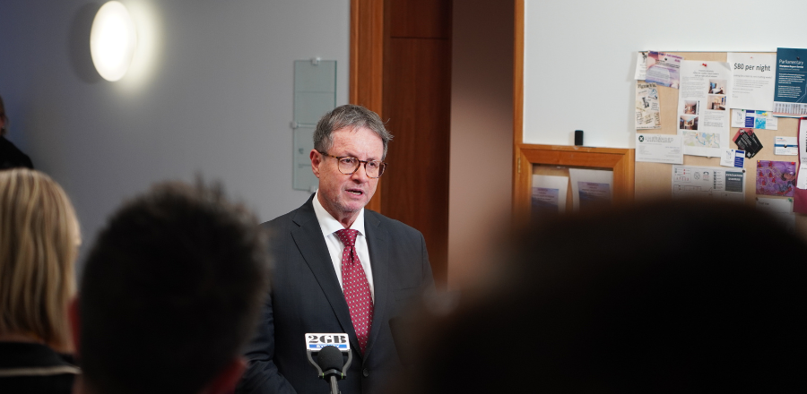 AMA President Professor Steve Robson speaking to the media in the Australian Parliament House press gallery