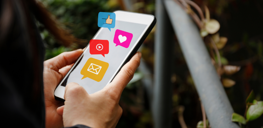 Person using social media on smartphone