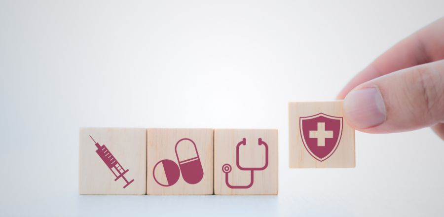 Health insurance building blocks concept image