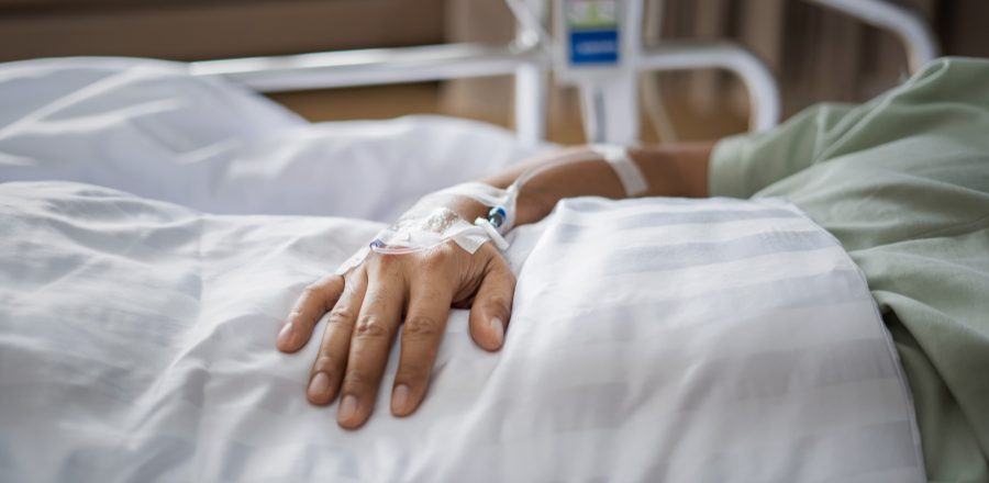 Hospital patient's hand