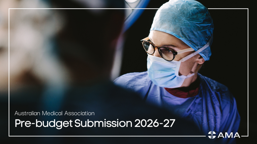 The cover of the AMA's pre-budget submission 2026-27